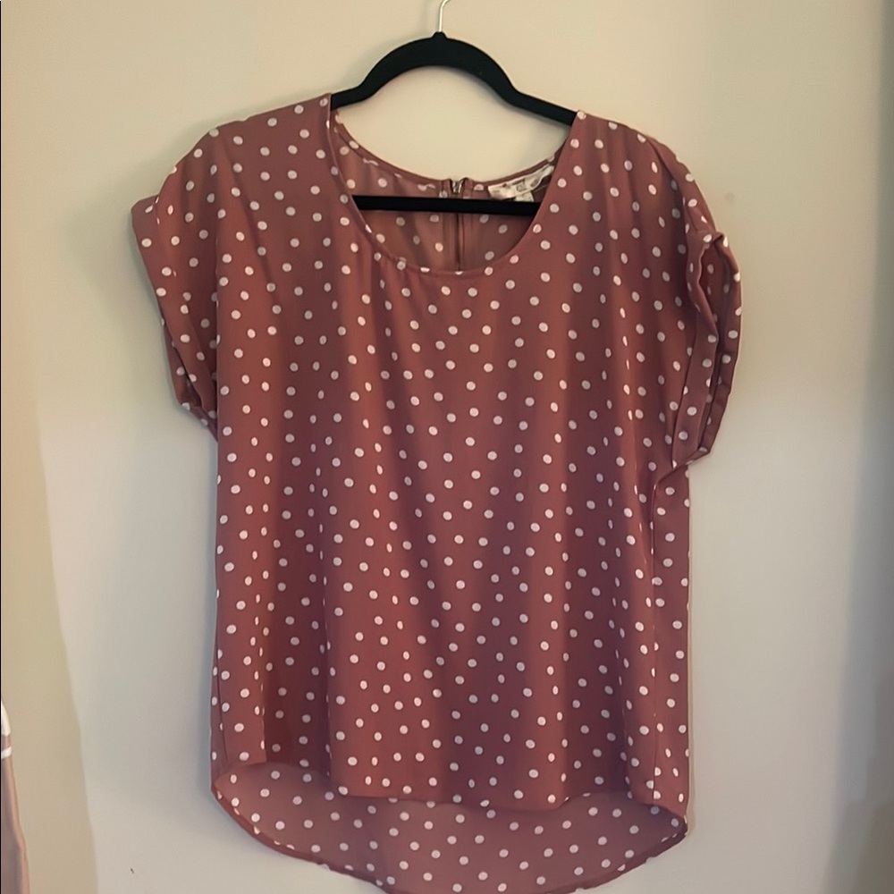 Pink Polka Dot Dressy Tee